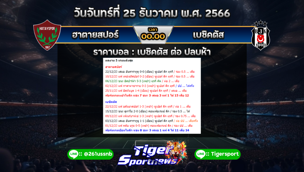 ทีเด็ดบอลเต็ง Tigersportnews hatayspor