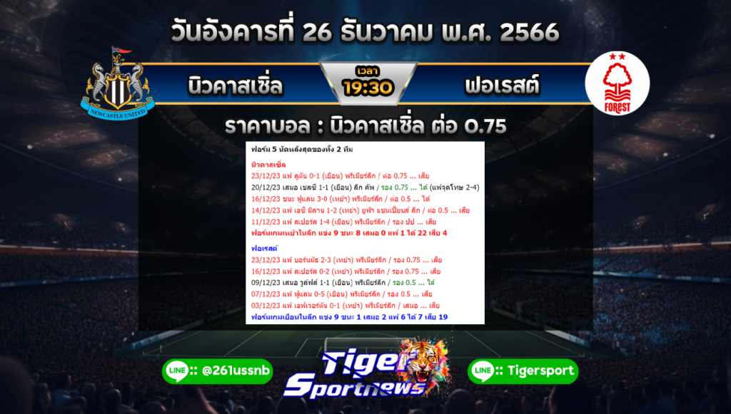 ทีเด็ดบอลเต็ง Tigersportnews newcastle - forrest